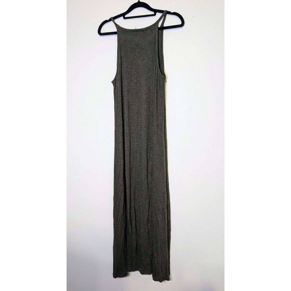 Madewell Knit Cami Maxi Dress Medium Olive Green Ribbed Minimalist Comfy - Picture 4 of 7